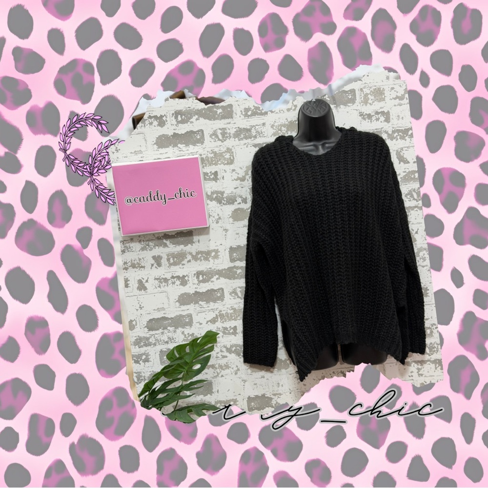 Chunky Knit Black Hooded Sweater NWT | Soft Mohair Blend Pullover | Sizes S & M